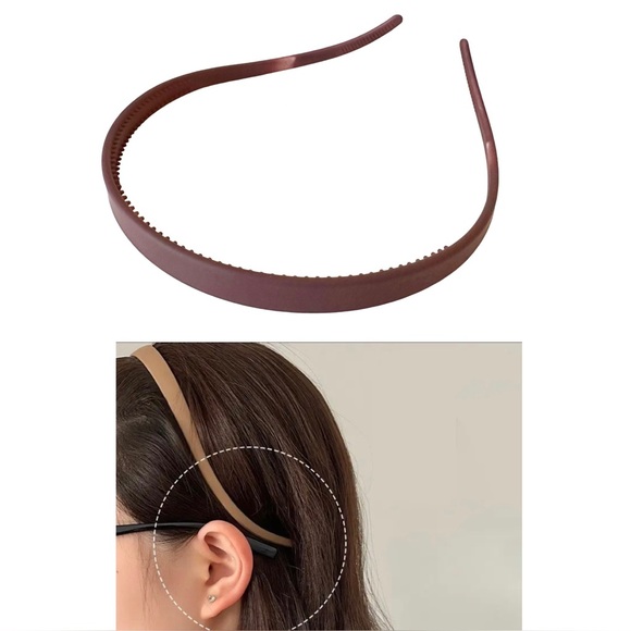🔴 5 for $10 ONE Mauve Red Matte Resin U-Shaped Minimalist Anti-Slip Headband - Picture 1 of 10